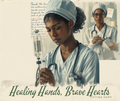Healing Hands Brave Hearts - Inspirational poster featuring Black nurses