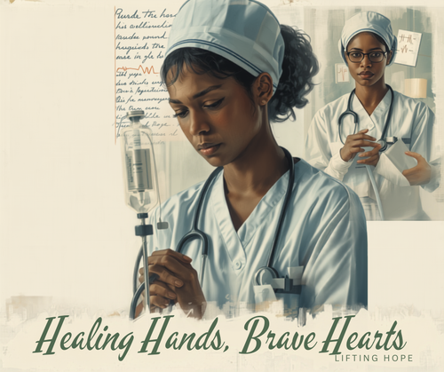 Healing Hands Brave Hearts - Inspirational poster featuring Black nurses